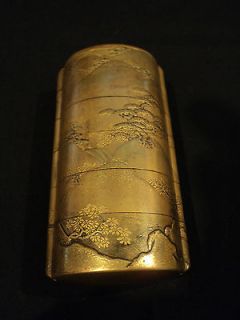 beautiful 19th c japanese 5 case gilt lacquer inro time