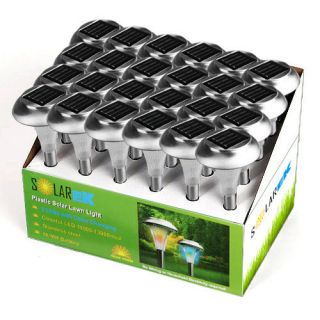24 Pack~New Solarek Stainless Steel Color Changing 2LED Solar Lawn 