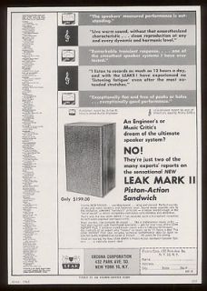 1965 leak mark ii stereo speakers vintage print ad time