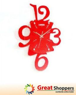   Modern Contemporary Design Home Decoration Art Red Number Wall Clock