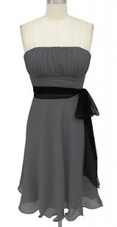 BL601 Gray Pleated Padded strapless Bridesmaid Wedding party formal 