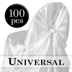 100 white satin universal self tie chair covers wedding time