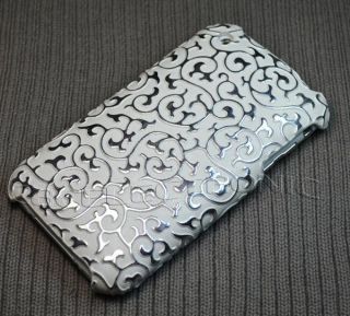New White Silver embossed PU hard case cover for iphone 3g 3gs