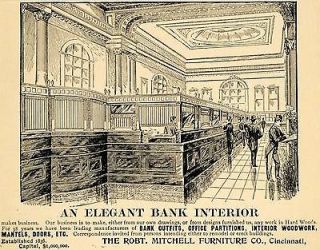 1895 Ad Bank Interior Designs Robert Mitchell Furniture   ORIGINAL 