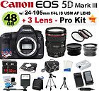 Canon EOS 5D Mark III DSLR Camera + 24 105mm Lens + 3 Lens kit + 48GB 