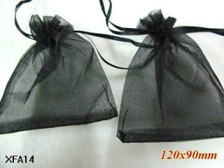 25x 3.5x5 Black Plain Organza Wedding Jewelry Favor Card Pouch Gift 
