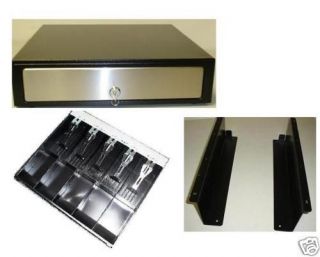 manual cash drawer w under counter brackets black new time