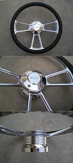 CHEVY horn billet steering wheel + adapter 4 Chevy Ididit GM Flaming 
