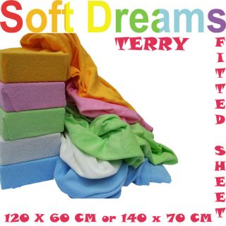 Terry Towelling Fitted Sheet 120x60 or 140x70 Baby Cot & Cotbed 