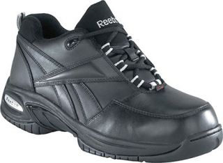 REEBOK Mens COMP TOE Athletic Oxford Shoes Sneakers Black Leather 