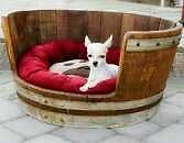 oak wine barrel dog and cat bed 