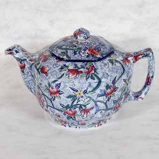 ringtons maling ware teapot blue with chintz design from canada