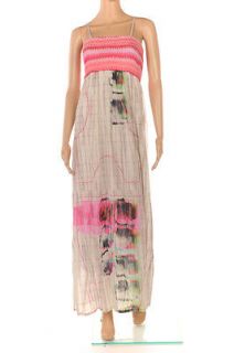 WM 156 KALI OREA Bright Pink/Grey Sleeveless Maxi Dress SZ 46/UK 14 