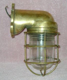 Vintage Original Brass Nautical Wall Mounted Ship Light   WIRED 
