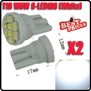 2X T10 W5W 158 168 194 501 White 8 SMD LED Wedge Light Lamp Bulb DC 