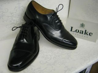 loake 200b black leather capped oxford lace up shoes