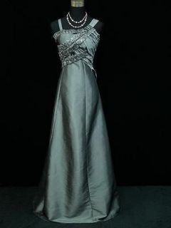 Cherlone Plus Size Satin Grey Long Ball Prom Wedding/Evenin​g Gown 