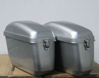 Silver GA Motorcycle Hard Saddle Bags with Free Shipping !!!!