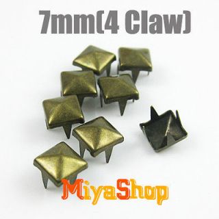 100pcs Pyramid Studs Rock Spikes Spots Square Leather Craft DIY Copper 