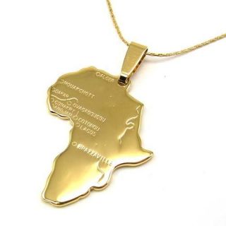 africa map solid pendant 18k yellow gold gep necklace from