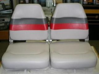   NEW, ACTION, HIGH BACK BOAT SEAT, GREY/CHARCOAL/RED SET OF 2 7008 316