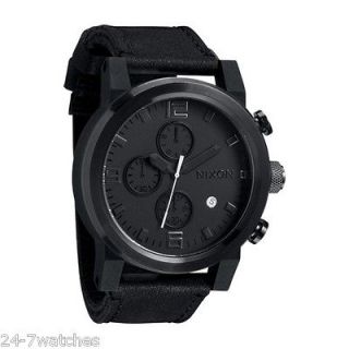 NEW Nixon The Ride All Black Leather Chronograph Mens Watch A315 001