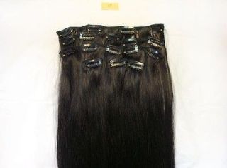 1B natural long black 8PCS Clip in 100% remy human hair Extention 20 