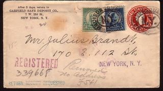 1927 registered cover new york with letter safe deposit time