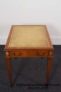 HENREDON Mid Century Modern Leather Top End Table