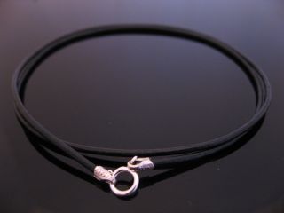 5mm Black Leather & Sterling Silver Necklace Cord 12 14 16 18 20 