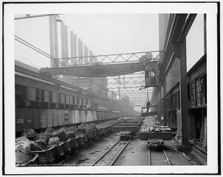 Loading scrap,Homestead Steel Works,railroad cars,shipping 