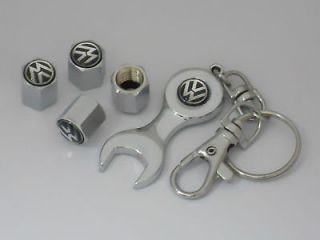 VOLKSWAGEN TIRE VALVES SET 4 CAPS WITH KEY CHAIN NEW BEST DEAL FREE 