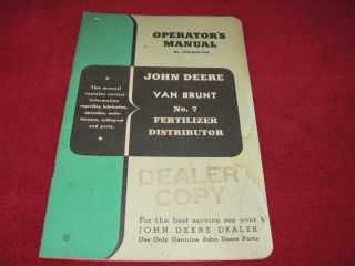 John Deere Van Brunt No. 7 Fertilizer Distributor Operators Manual