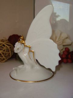ANTIQUE RARE ROSENTHAL DRP WHITE GOLD PORCELAIN BUTTERFLY FIGURINE 