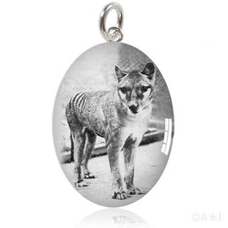 TASMANIAN TASSIE TIGER Sterling Silver Charm Pendant EXTINCT Thylacine
