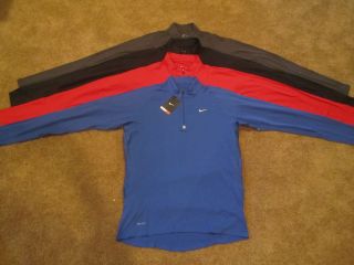 NWT Nike Mens Element Half Zip Running Shirt Red Black Blue or Gray M 