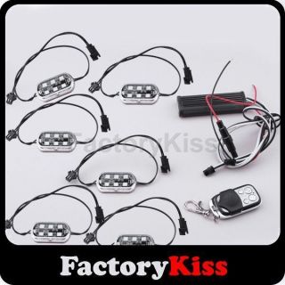 6x Red LED Accent Light Pods Kit w/ Remote Control for Car Motorcycle 