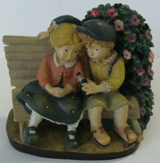   DOLFI AUTOM FIRST LOVE CHILDREN ON A BENCH HAND PAINTED FIGURINE #461