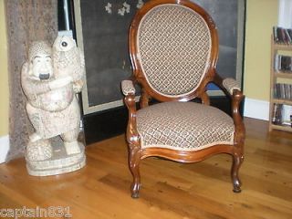 antique victorian rosewood wood flower upholstery chair time left $