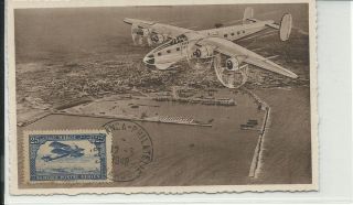   lancastrian air mail airliner over port of Casablanca maximum postcard