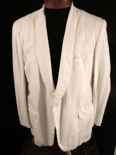 Vintage 1950s White Gabardine Tuxedo Dinner Jacket 41R