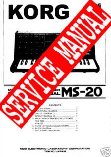Korg MS 20 MS20 Synth Service Manual