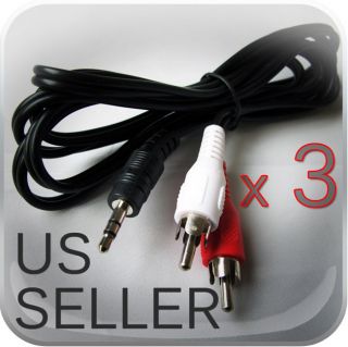 3X 3 5mm Mini Plug Aux to 2 RCA Male Stereo Audio Cable
