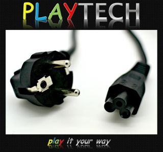 EU 2 Pin Plug 3 Prong Clover Leaf Laptop AC Power Cable Lead Black 1 