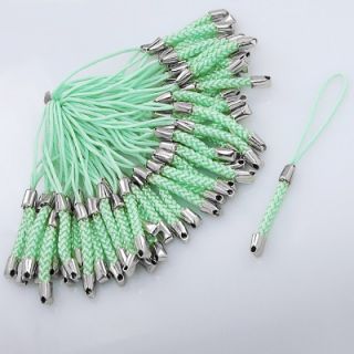 50 PCS LOT OF APPLE GREEN BRAIDED KEYCHAIN CELL PHONE STRAP LARIAT 