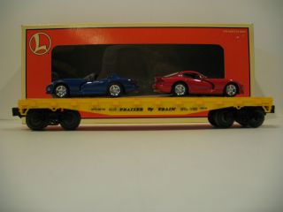 LIONEL FLATCAR WITH DODGE VIPERS   ITEM NUMBER 6 17527