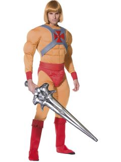He Man Mens Fancy Dress Superhero 80s Muscle Costume Outfit Sword New 