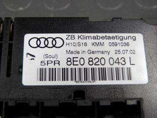   04 05 Audi A4 S4 Digital Heater A/C HVAC Climate Control 8E0 820 043 L