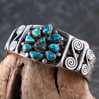 Navajo Calvin Martinez Lone Mountain Turquoise Cuff Bracelet