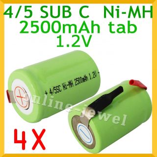 Sub C 2500mAh Ni MH Rechargeable Battery 1.2V Tab
